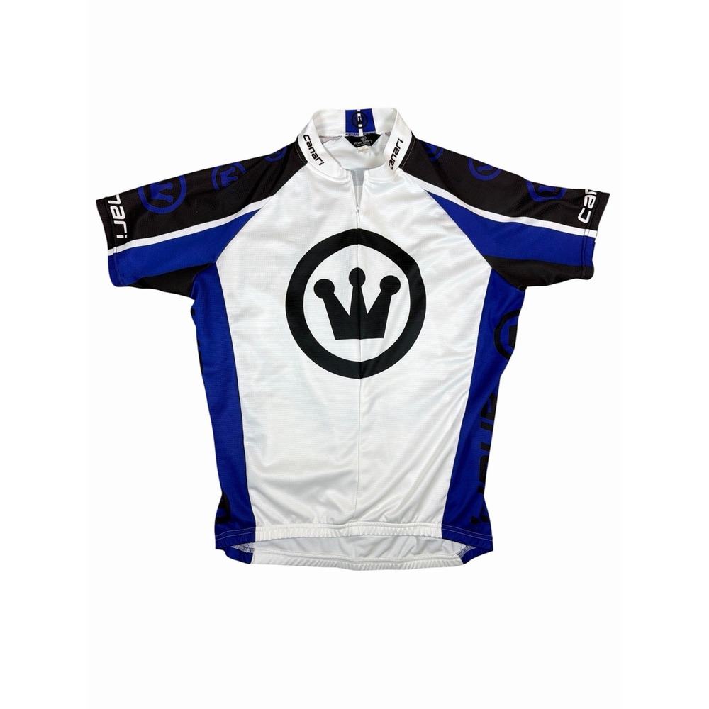 Canari Cycling Jersey Men's Medium Blue White Full Zip Bike Bicycle Jersey